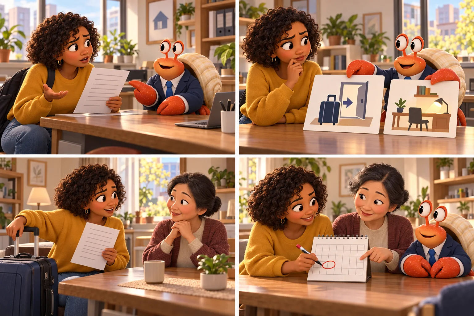 A student shows Sora a document stating a short lease term.