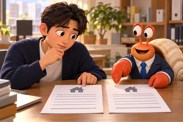 Sora and a student compare the previous lease and the renewal agreement side by side.